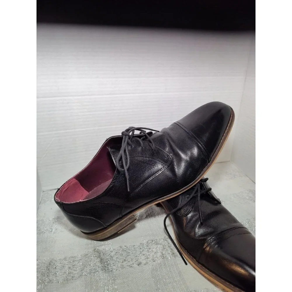VINTAGE FOUNDRY CO. Men's Black‎ Leather Lace-Up Oxford Shoes SZ 10.5 VF1004-SE